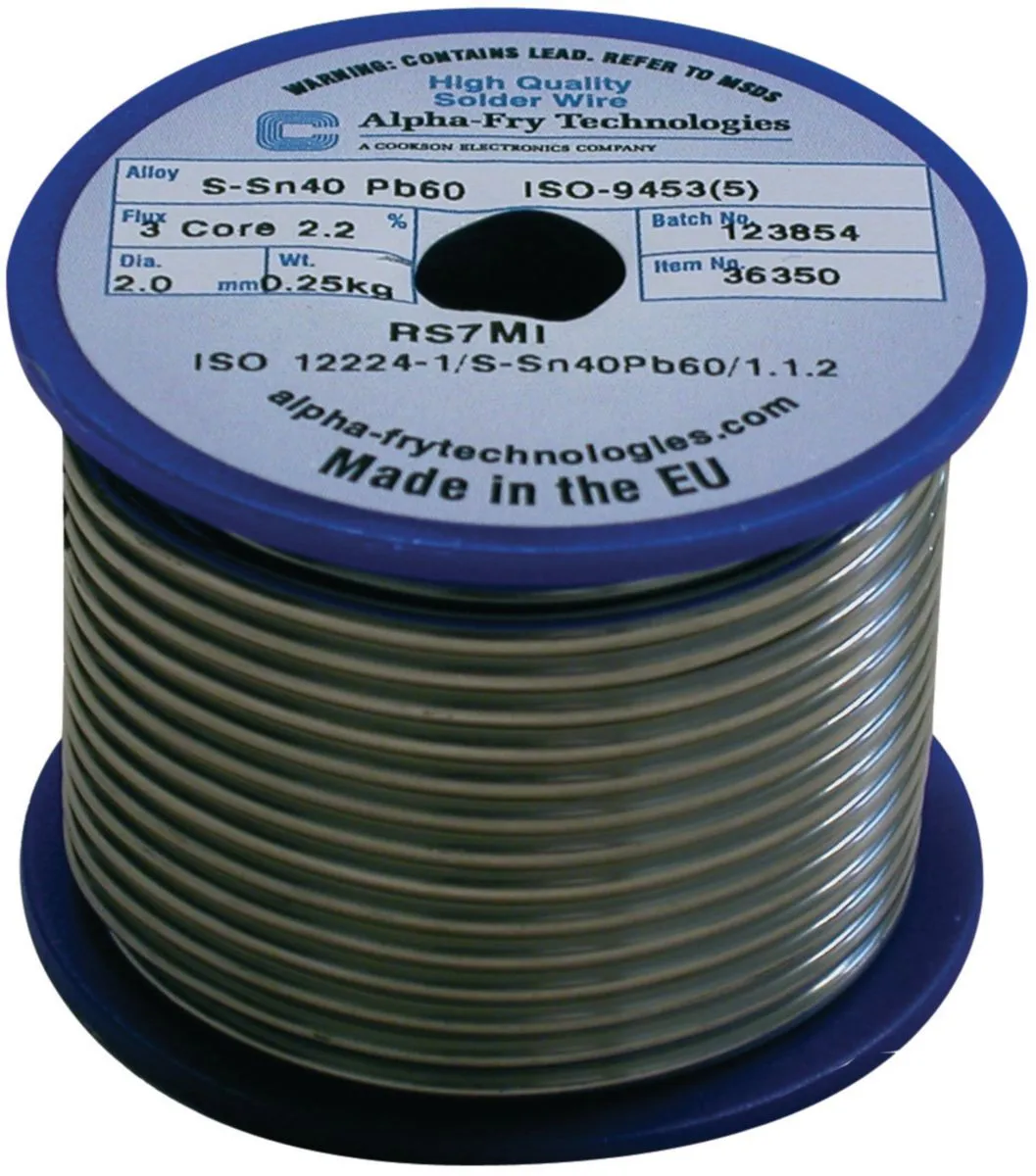 Bobine soudure étain 40% plomb 60% 2mm 500g avec âme décapante